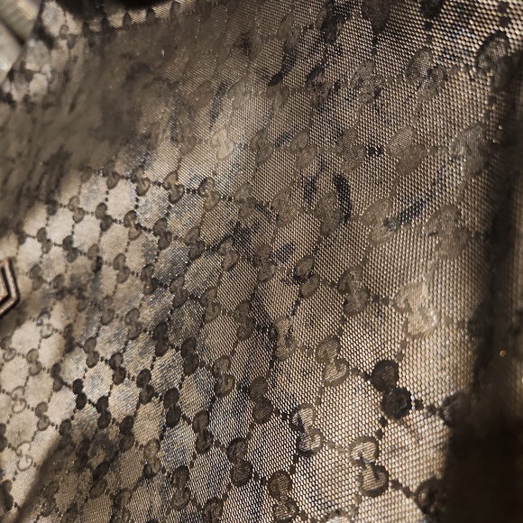 GUCCI Imprime GG Costed Metallic Olive Canvas XL Zip Tote - Picture 15 of 16